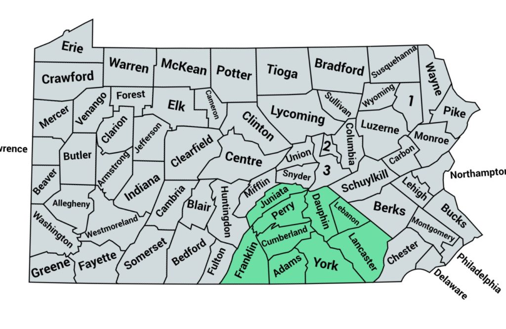 South Central PA Party Rentals Map