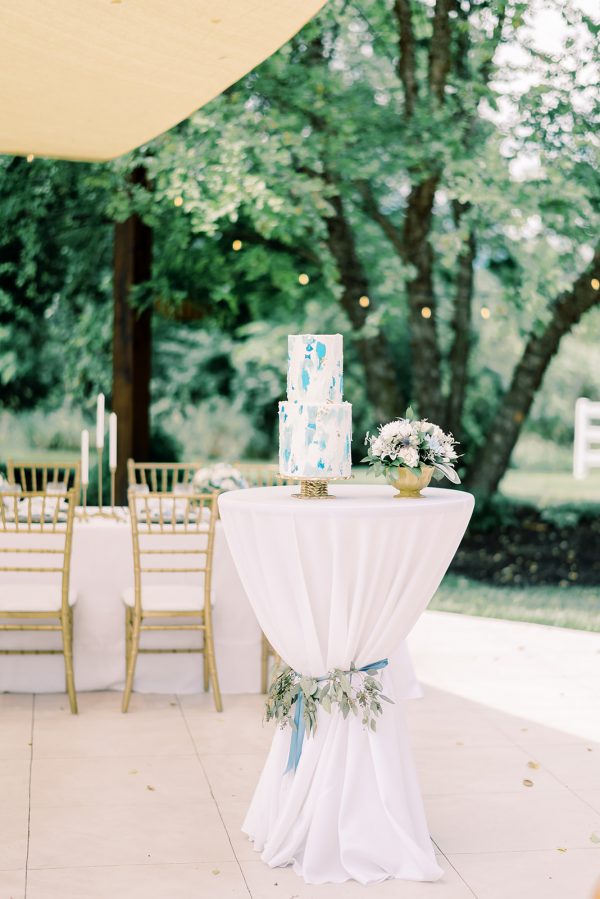 image of cocktail table rental as cake table