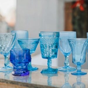 Blue Mismatched Vintage Goblet Rentals