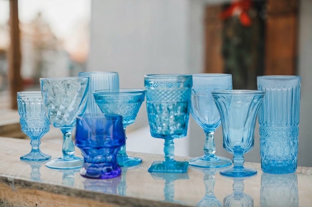 Blue Mismatched Vintage Goblet Rentals