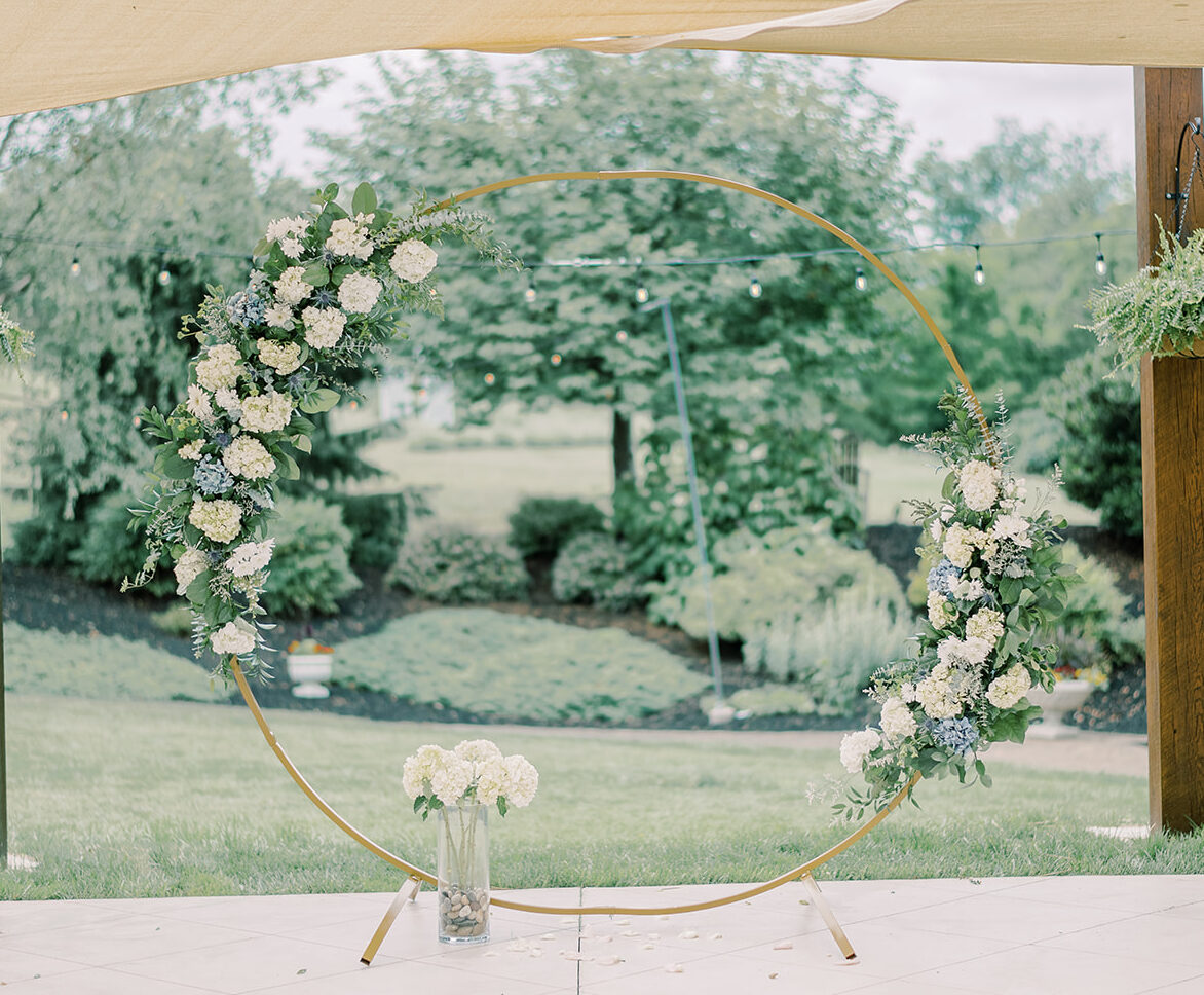Gold Metal Floral Stand - Wedding Rentals NC