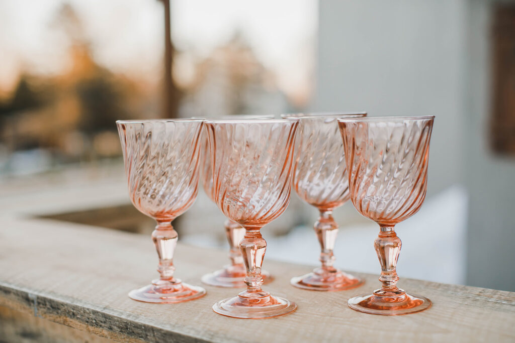 Pink Mismatched Vintage Goblet Rentals