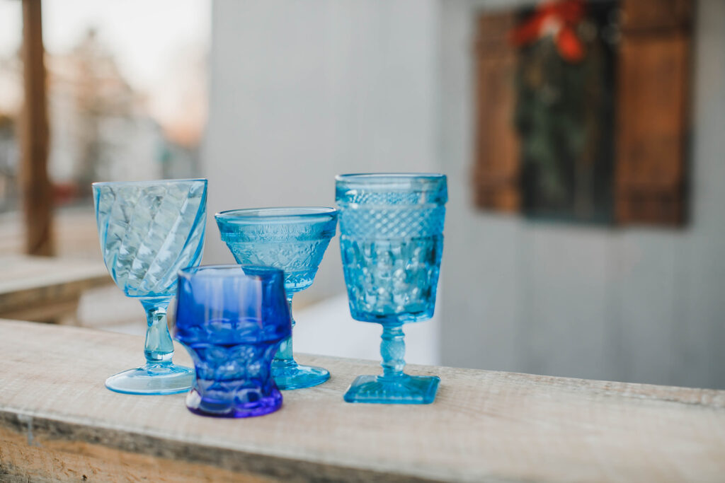 Blue Mismatched Vintage Goblet Rentals
