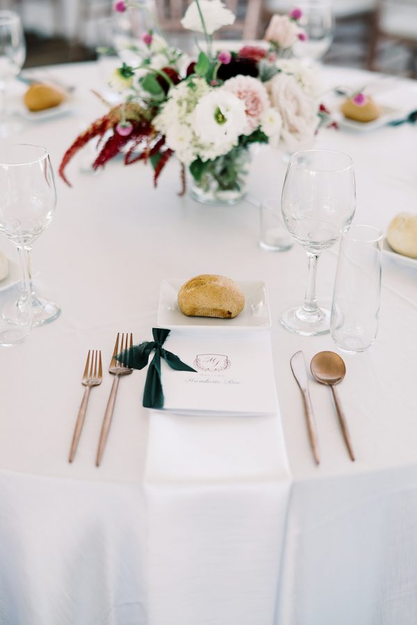 image of wine glass rentals at wedding reception table