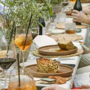 image of terra cotta stoneware plate rental set for an alresco dinner