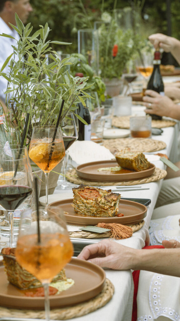 image of terra cotta stoneware plate rental set for an alresco dinner