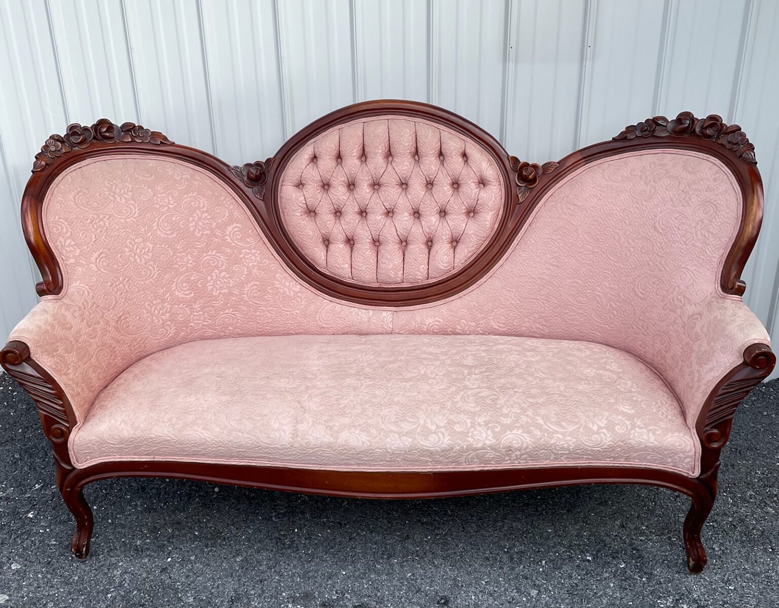 Beatrice Blush Vintage Sofa Rental A to Z Event Rentals, LLC.