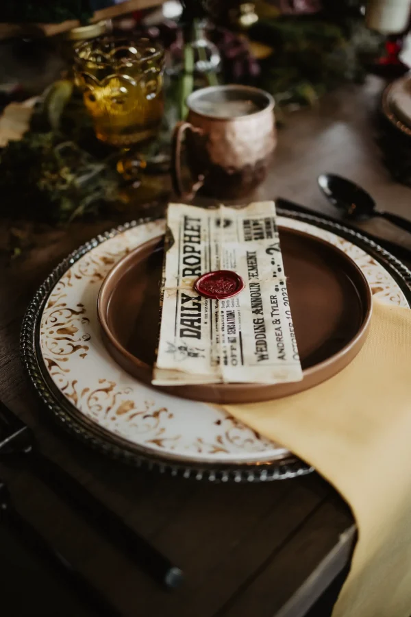 image of terra cotta stoneware salad plate in place setting