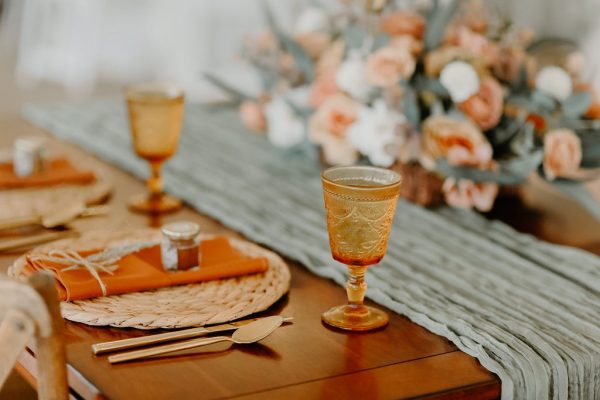image of esme amber goblet rentals on table