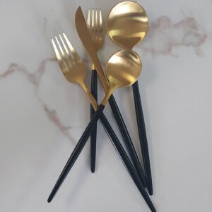 Image of Anemone Black and Gold Flatware