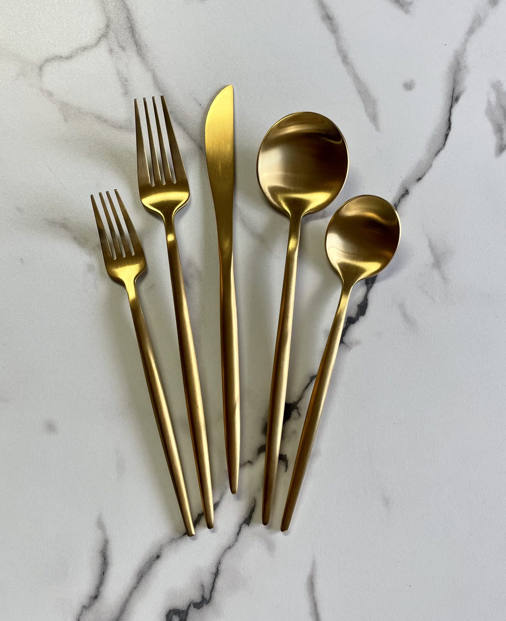 Ambrosia Modern Brushed Gold Flatware Rentals - A to Z Event Rentals, LLC.