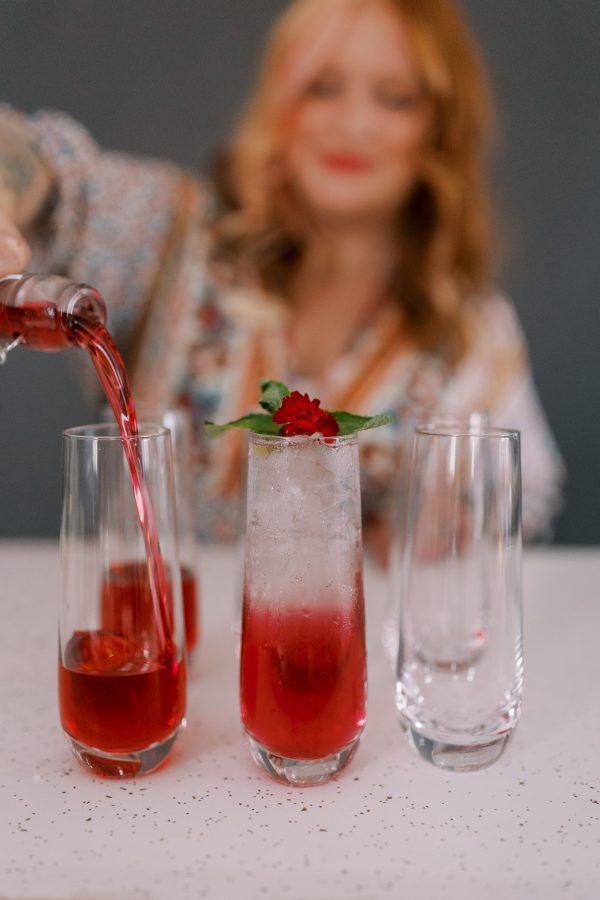 image of highball glasses with red beverage