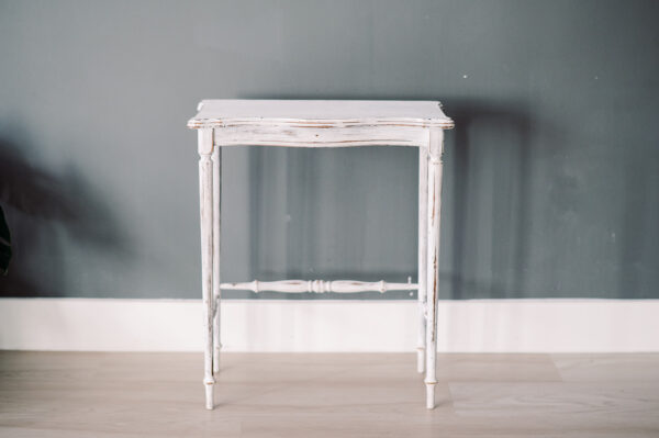 image of white accent table rental