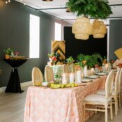 image of sienna chandeliers staged above a table