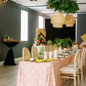 image of sienna chandeliers staged above a table