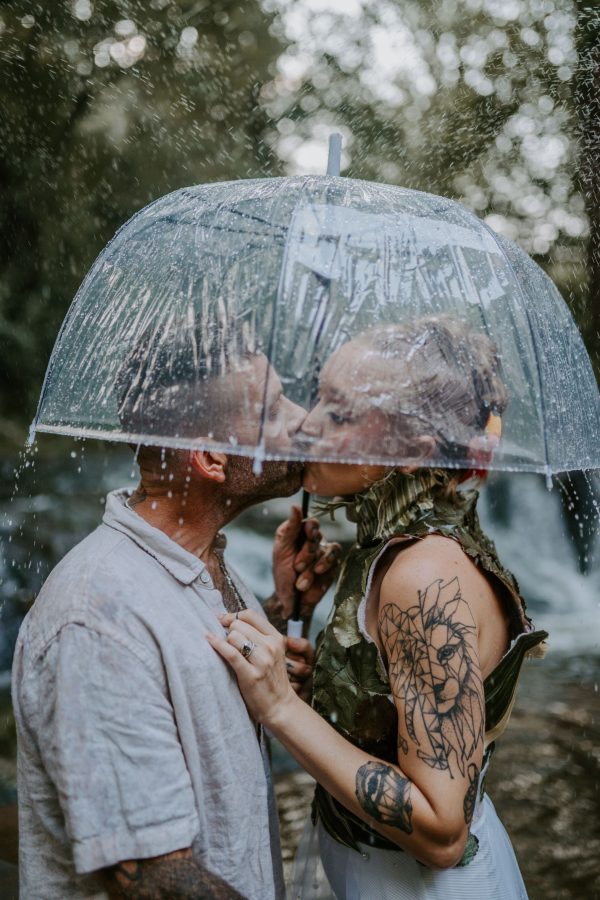 image of couple with clear umbrella rental