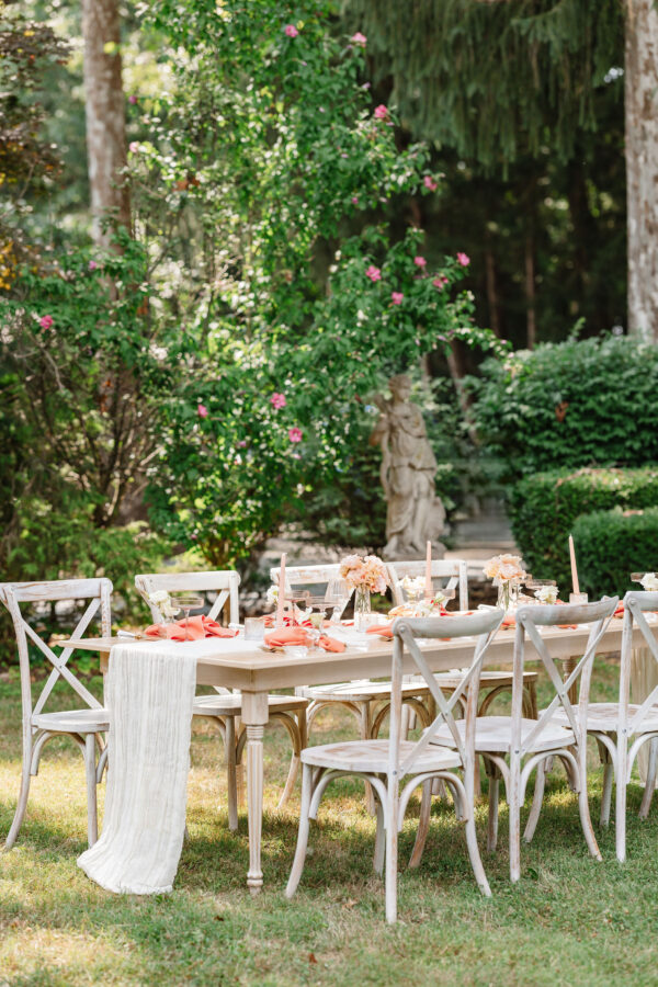 image of cross back chair rentals at a farmhouse table