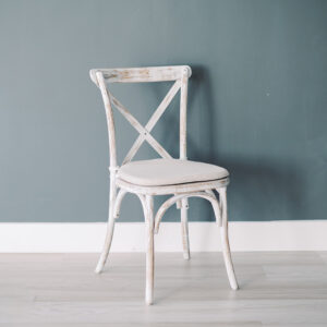 image of lime wash cross back chair rental