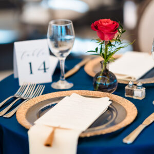 image of gold Bryant charger in place setting