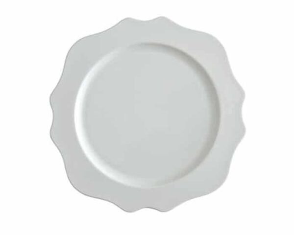 white french scroll charger rental