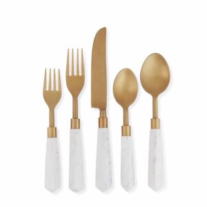 Image of Gold and Marble Flatware Rental