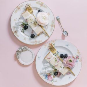 image of vintage plate rentals with cake