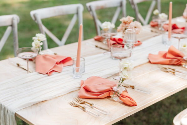 Image of lucite and gold geometric handle flatware rentals