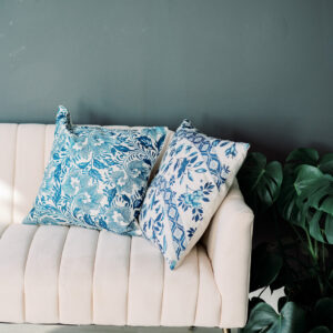 vintage blue and white floral throw pillows