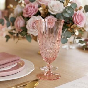 pink crystal water glass