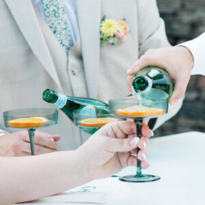 image of jade green fluted champagne coupe rentals