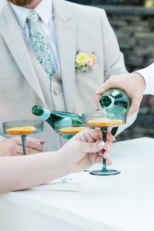 image of jade green fluted champagne coupe rentals