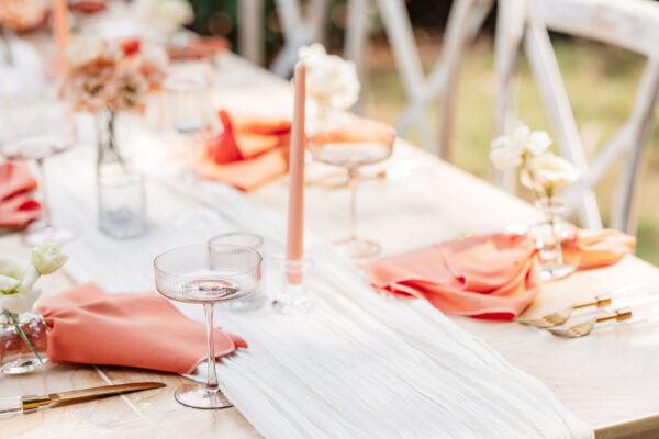 image of taupe fluted champagne coupe rental on table