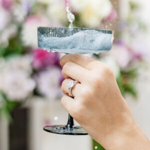 image of blue fluted champagne coupe for wedding