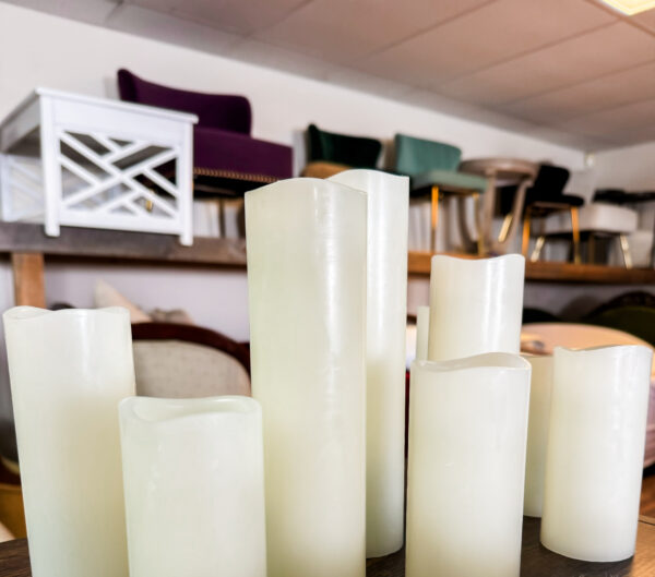 image of flameless pillar candles