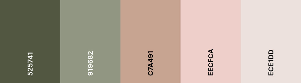 image of spring pink and green wedding color palette