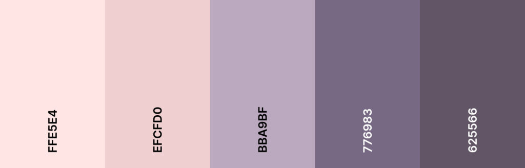 image of purple and pink spring wedding color palette