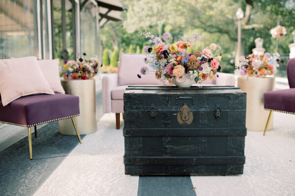 image of pink and purple wedding lounge rental