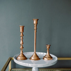 Image of rose gold candlestick rentals