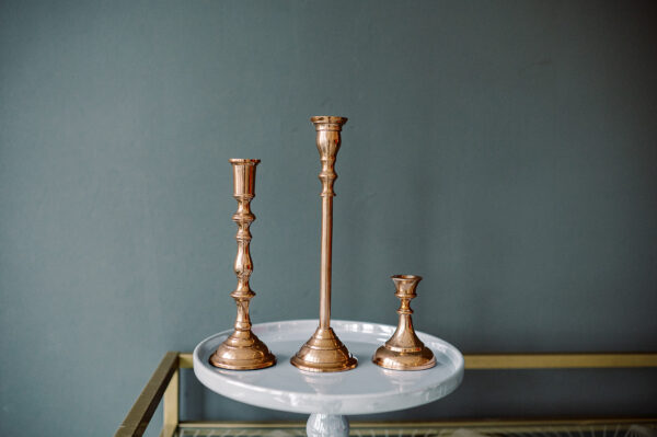 Image of rose gold candlestick rentals