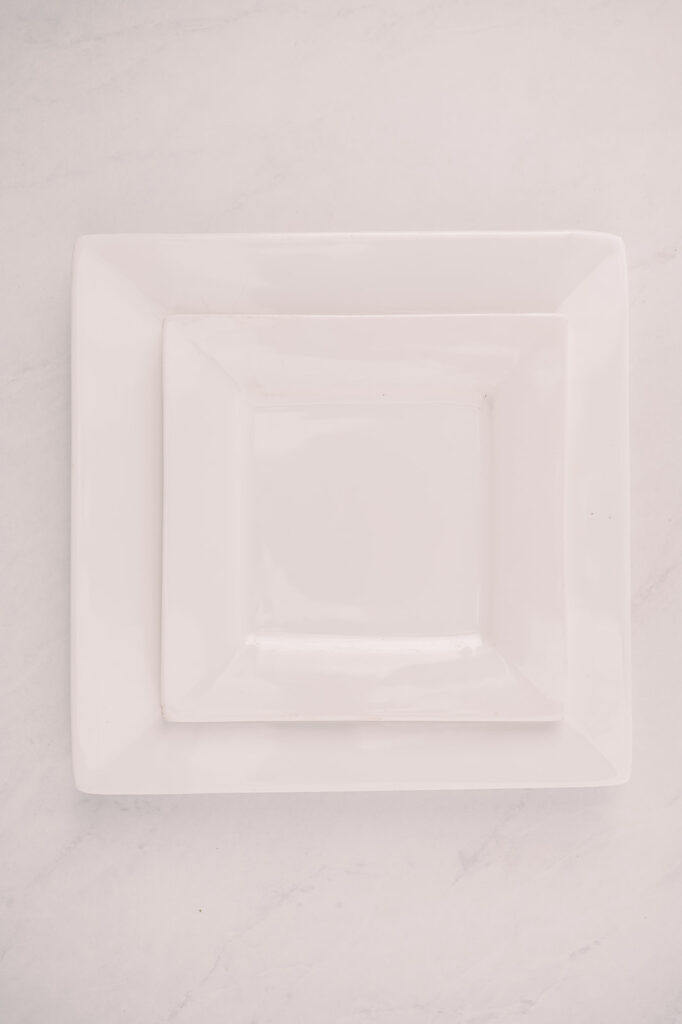white square dinner plates
