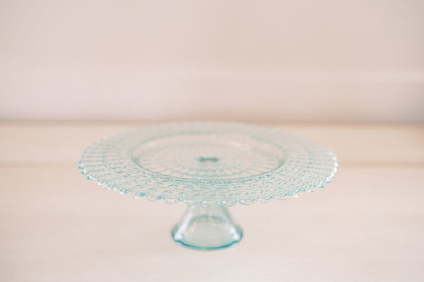 Belle Green Glass Cake Stand Rental