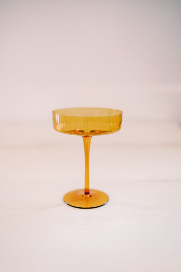 Amber Fluted Champagne Coupe Glass Rental