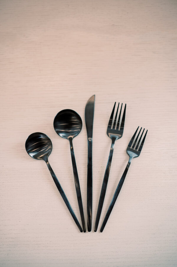 Cole Black Modern Flatware Rental