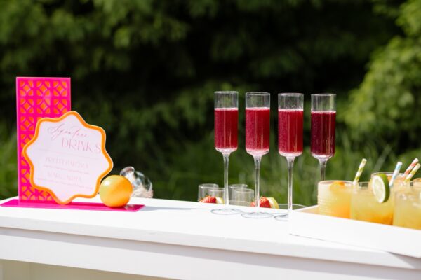 image of klein champagne glasses staged on bar