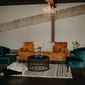 image of Yvette Sofa Rental staged for a wedding