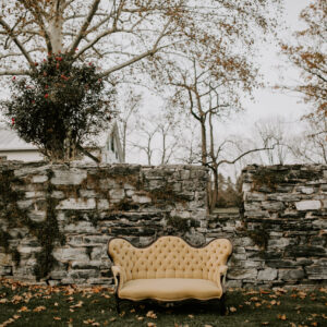 image of Aniston vintage yellow sofa rental