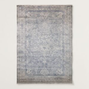 traditional blue and beige rug