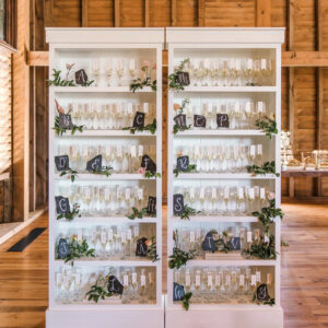 image of white bookshelf lantern