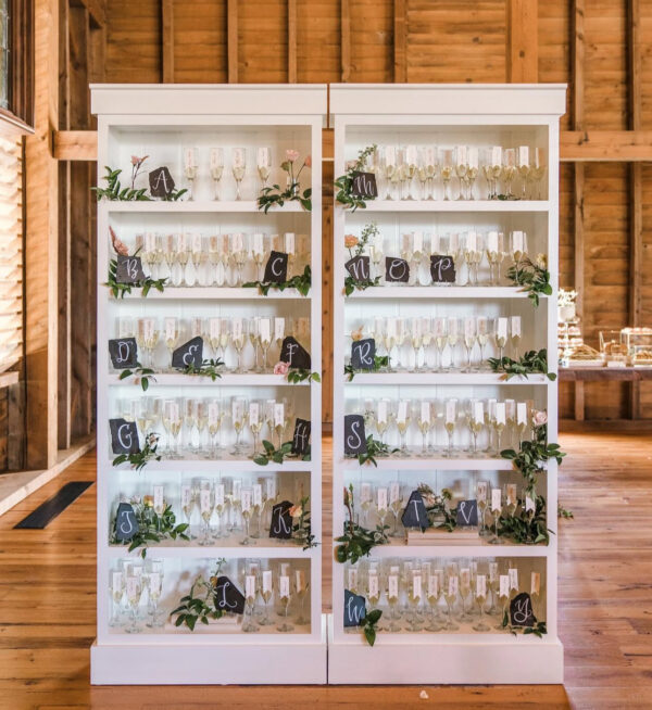 image of white bookshelf lantern