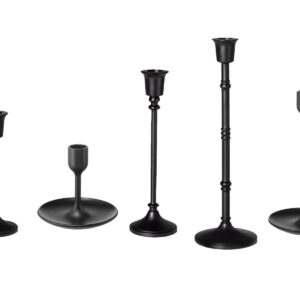 image of black mistmatched chandlestick rentals